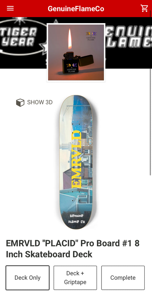 EMRVLD ''PLACID" Pro Board #1 8 Inch Skateboard Deck